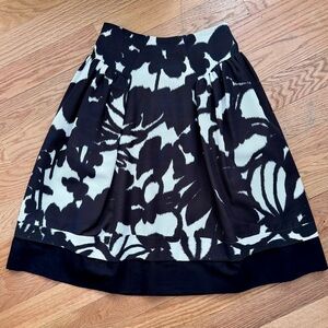 Milly Black and White Floral A-Line Skirt